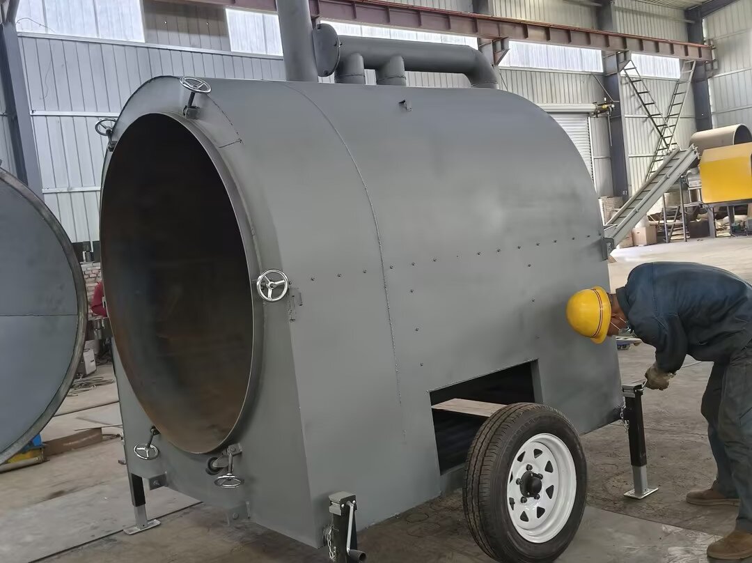 Mobile Horizontal Charcoal Furnace for biochar production